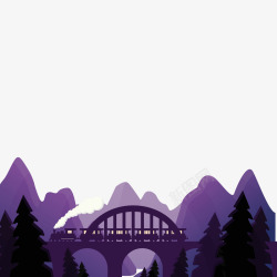 火车桥一辆火车在桥上驶过远景矢量图高清图片