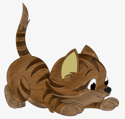 匍匐一只棕色的小猫高清图片