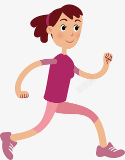奔跑运动女孩插画素材