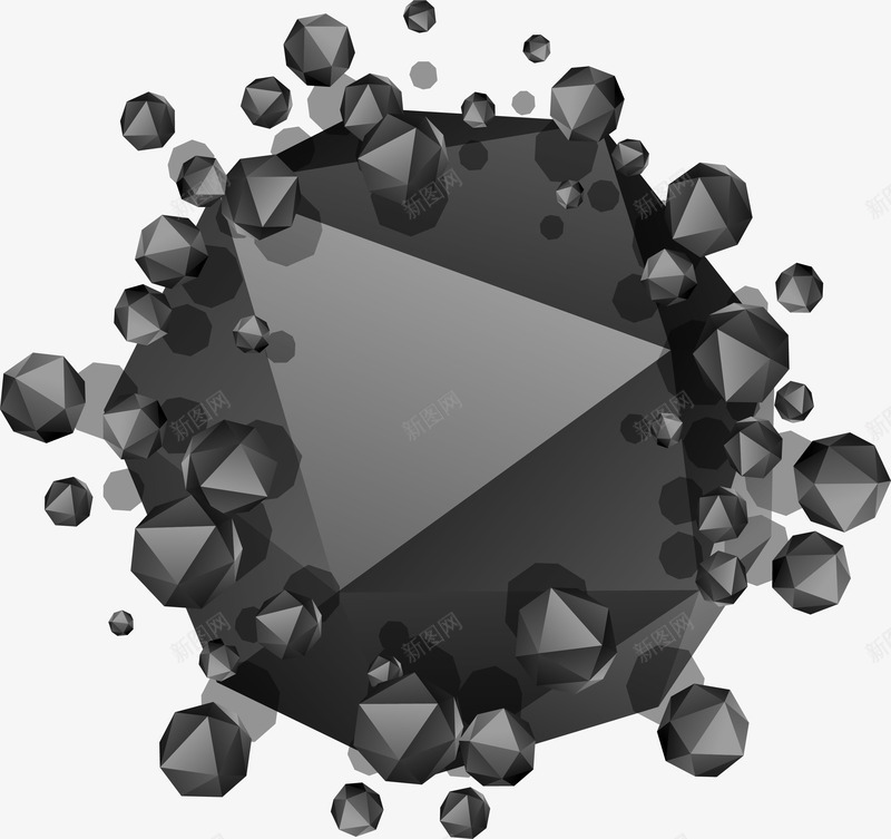 金刚石黑色分子结构png免抠素材_新图网 https://ixintu.com 分子结构 金刚石 金属结构 黑色