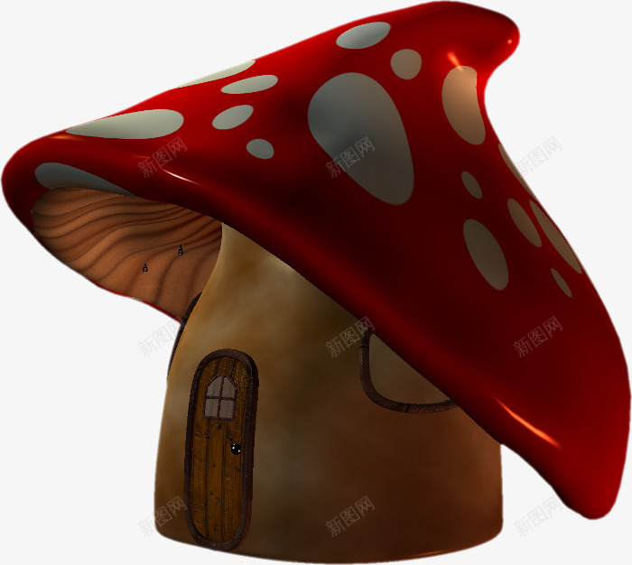 红色蘑菇屋png免抠素材_新图网 https://ixintu.com 卡通 斑点 简单 红色
