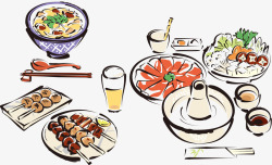 中国菜手绘传统火锅素材
