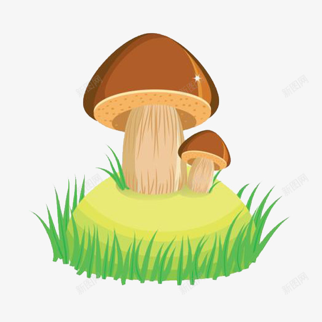 棕色卡通蘑菇png免抠素材_新图网 https://ixintu.com 卡通 卡通蘑菇头 大蘑菇 小蘑菇 棕色蘑菇 草坪 野生菇