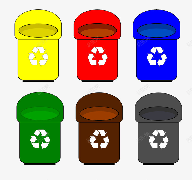 卡通可回循环回收箱矢量图eps免抠素材_新图网 https://ixintu.com 分类垃圾 卡通 可回循环 回收物 回收箱 彩色 环保 矢量图
