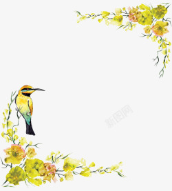 黄色鸟儿迎春花矢量图高清图片