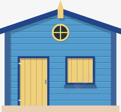 简陋建筑海军蓝小木屋矢量图高清图片