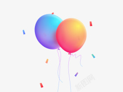 彩色渐变漂浮气球素材