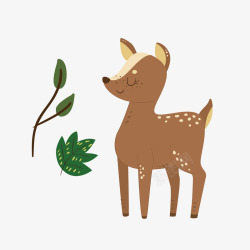 棕色动物皮毛背景图片绿叶小鹿可爱卡通矢量图高清图片