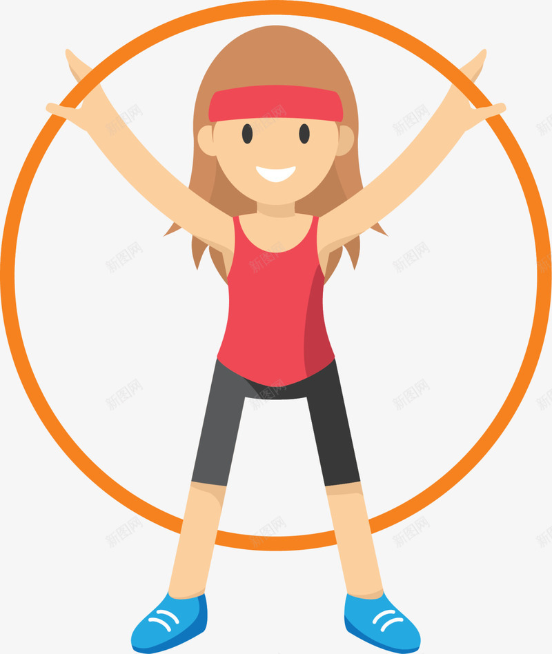 微笑卡通呼啦圈女孩png免抠素材_新图网 https://ixintu.com 健康 呼啦圈女孩 图案 强身健体 微笑女生 运动健身 锻炼