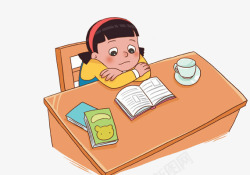 读书的小女孩素材