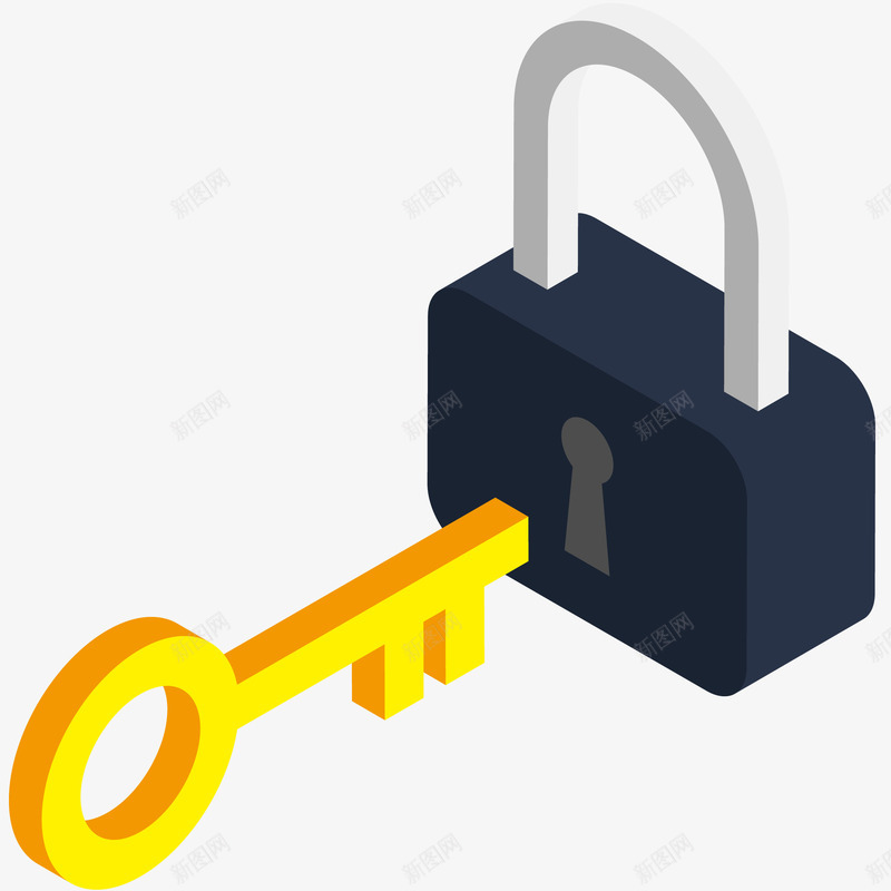 装饰锁钥匙插画矢量图图标ai_新图网 https://ixintu.com 图标 安全 手绘 科技 装饰图案 钥匙 锁 矢量图