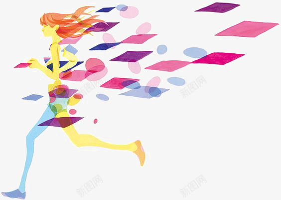 奔跑的女生png免抠素材_新图网 https://ixintu.com 创意几何图形 手绘女生 水彩女生 跑步