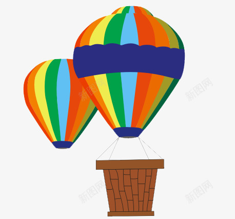 卡通手绘七彩热气球png免抠素材_新图网 https://ixintu.com 七彩 卡通手绘 气球 热气球