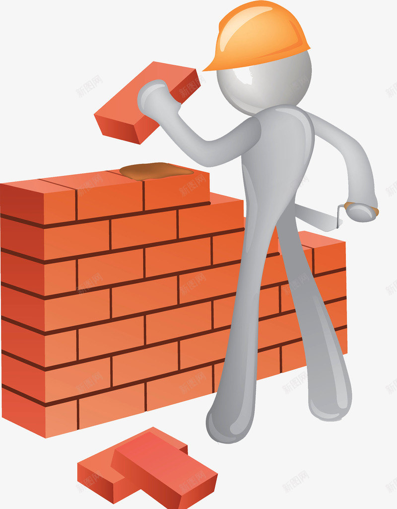 砌墙建筑工人png免抠素材_新图网 https://ixintu.com 安全帽 建筑行业 盖楼 盖楼房 砌墙