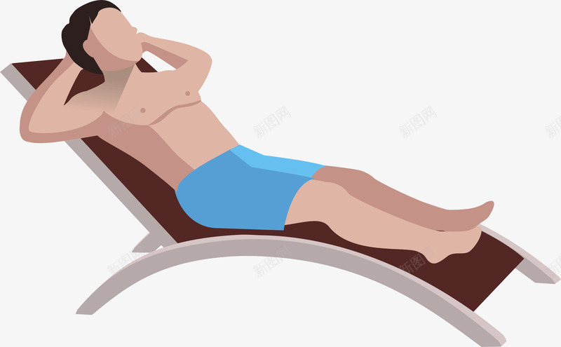 卡通png免抠素材_新图网 https://ixintu.com 卡通 沙滩椅 男士 躺着