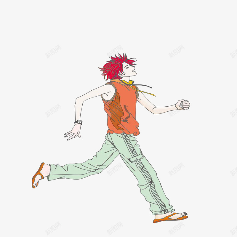 跑着的动漫男孩png免抠素材_新图网 https://ixintu.com 卡通手绘 穿拖鞋跑的男孩 跑着的人 跑着的动漫男孩