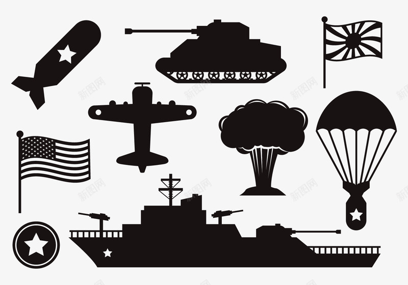 海军常见事物模型png免抠素材_新图网 https://ixintu.com 坦克 航空母舰 蘑菇云 飞机