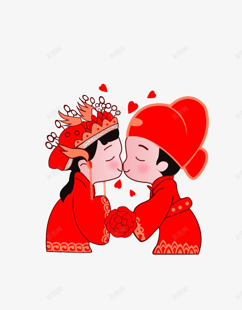 新婚夫妇png免抠素材_新图网 https://ixintu.com 521 中国风 古装 接吻 接吻图 桃心 结婚