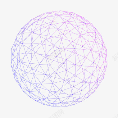 紫色渐变曲线线条网格球体素图标图标