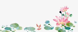 二色二十四节气之立夏手绘荷叶荷花主高清图片