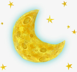 黄色卡通星星月亮素材