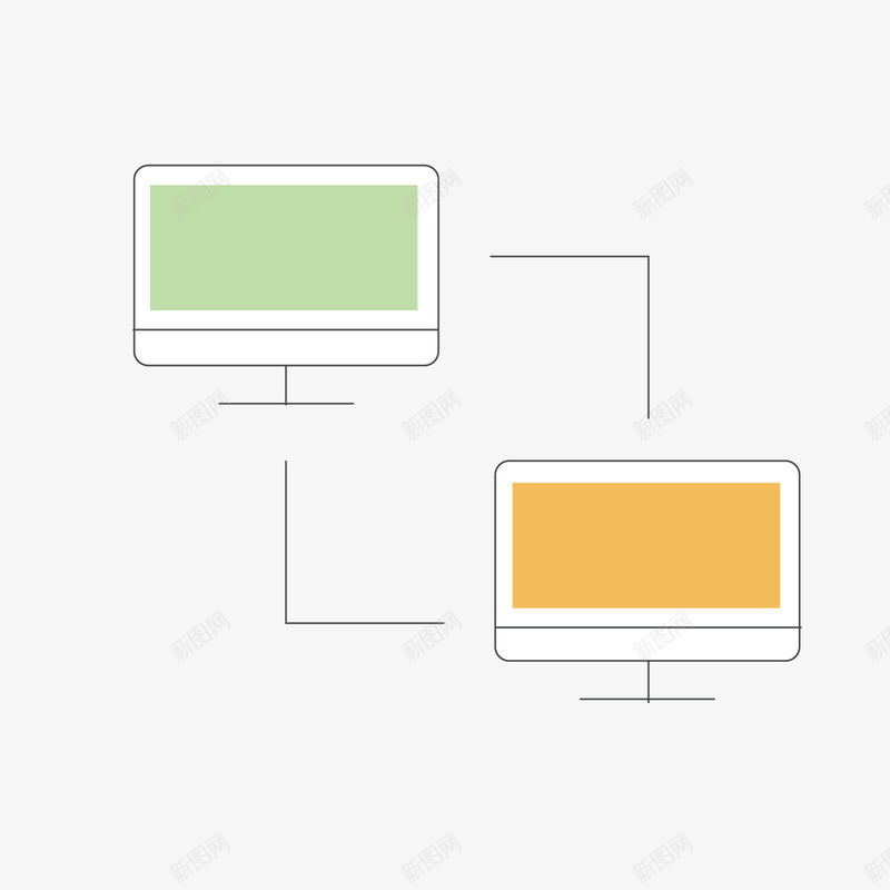 电脑链接png免抠素材_新图网 https://ixintu.com 光泽 商务 手绘 播放 电脑 科技 线稿