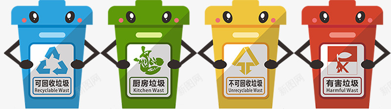 卡通垃圾桶垃圾分类png免抠素材_新图网 https://ixintu.com 卡通垃圾桶 垃圾分类 垃圾桶 有害垃圾桶 环保
