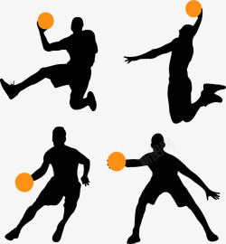 黑色篮球4款创意篮球人物剪影矢量图图标高清图片