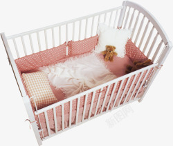 粉色的枕头可爱婴儿床高清图片