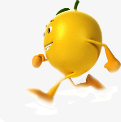 可爱奔跑的黄色橙子素材