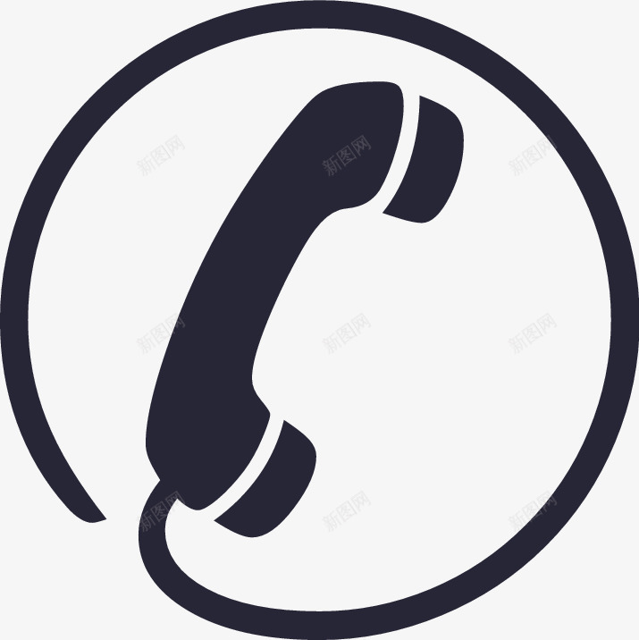 黑色手绘电话标志客服图标png_新图网 https://ixintu.com 标志 电话 电话LOGO 黑色