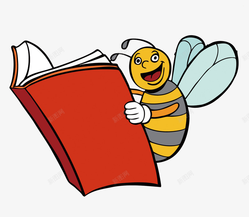 卡通看书的蜜蜂矢量图eps免抠素材_新图网 https://ixintu.com 书本 卡通 学习 手绘 矢量蜜蜂 蜜蜂PNG矢量图 蜜蜂免扣PNG图 矢量图