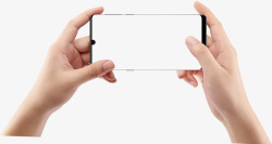 手持手机素材双手握持手机横屏高清图片