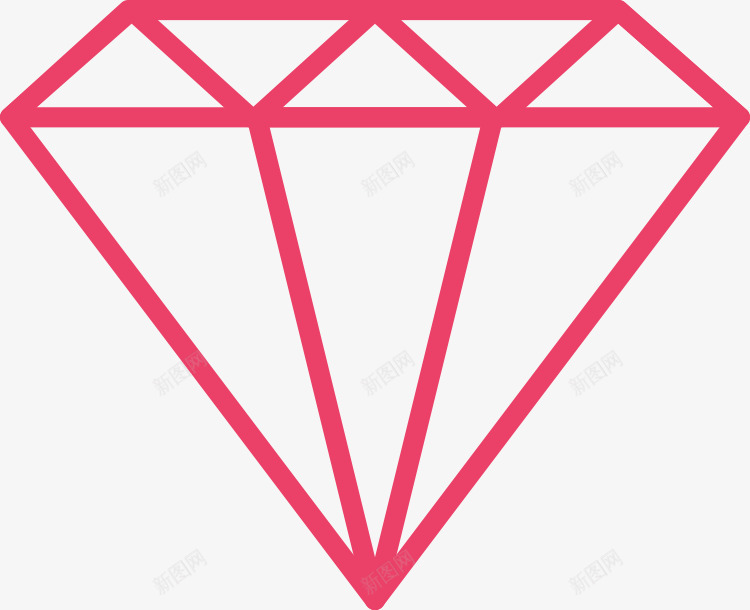红色手绘的钻石png免抠素材_新图网 https://ixintu.com 卡通手绘 手绘钻石 粉色钻石 线条 装饰图 钻石