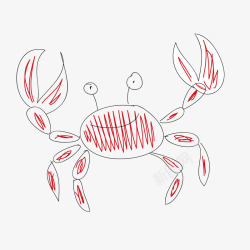 手绘红色螃蟹矢量图素材