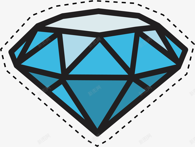 精致的钻石png免抠素材_新图网 https://ixintu.com 切割面 发光的钻石 矢量素材 蓝色 钻石