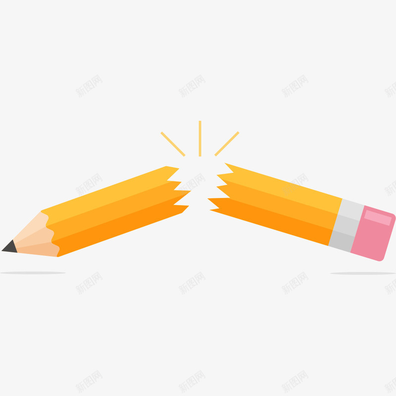 折断的铅笔png免抠素材_新图网 https://ixintu.com 学习用品 掰断 静止 黄色