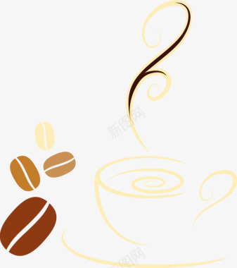 手绘卡通棕色咖啡豆图标图标