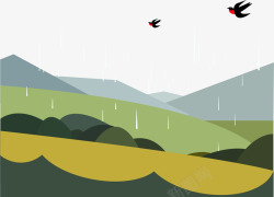 节气雨水海报卡通手绘清明海报装饰插画矢量图高清图片