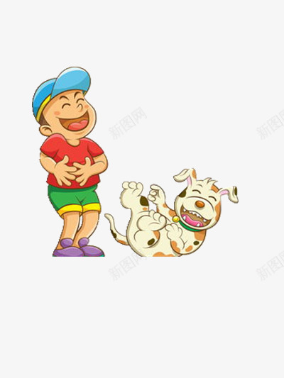大笑的人和狗png免抠素材_新图网 https://ixintu.com 人物 动物 捂着肚子 男孩