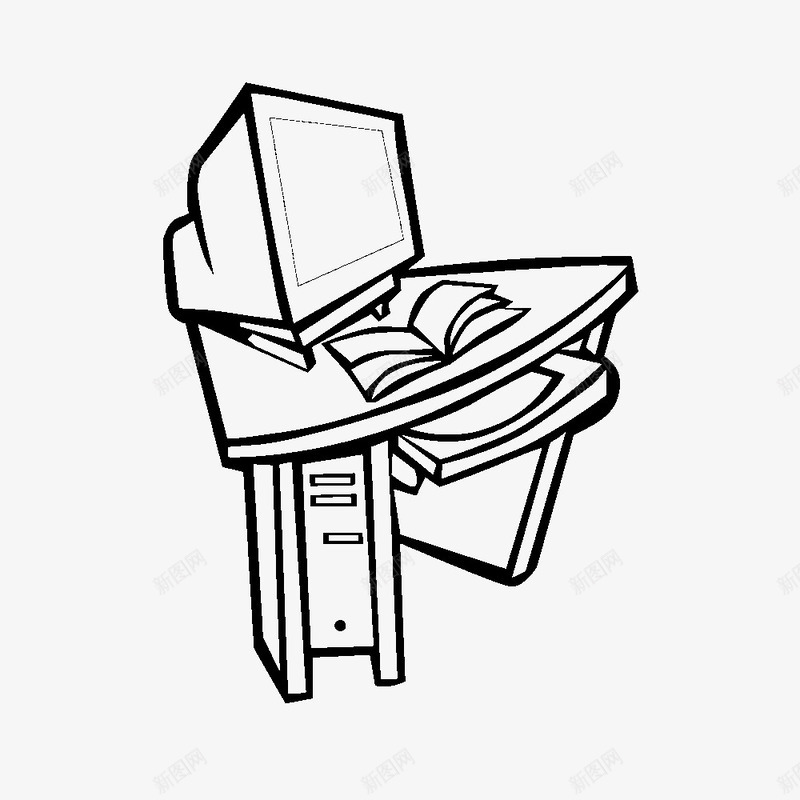 办公桌电脑简笔画图标png_新图网 https://ixintu.com 办公 办公桌 卡通 手绘 桌子简笔画 桌椅 电脑 简笔绘画 绘画