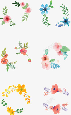 鲜花纸质边框手绘水彩画效果花卉边框高清图片