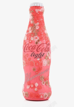 粉色按压瓶粉色创意图案可口可乐瓶子高清图片