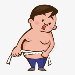卡通大肚腩男孩测腰围素材