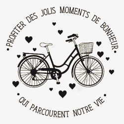 女士脚踏车卡通女士脚踏车单车英文字印章高清图片