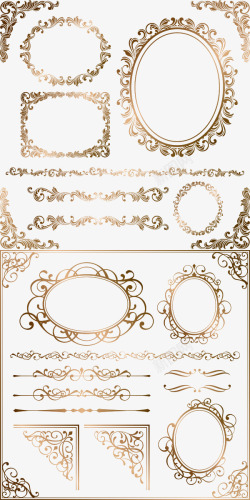 金属花纹造型欧式精美金属花纹边框高清图片