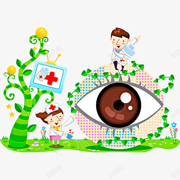一只眼睛png免抠素材_新图网 https://ixintu.com 保护 卡通 大树 小男孩 护士 眼睛 简笔 绿色的