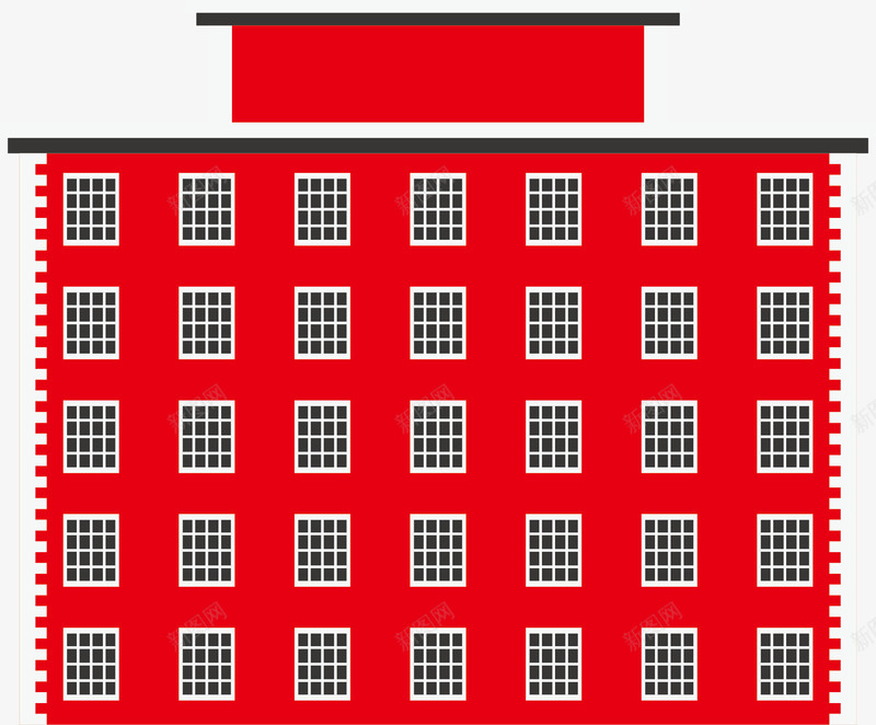 红色建筑png免抠素材_新图网 https://ixintu.com 免抠PNG 地产 大厦 小区 平面建筑 房屋 楼房 高楼