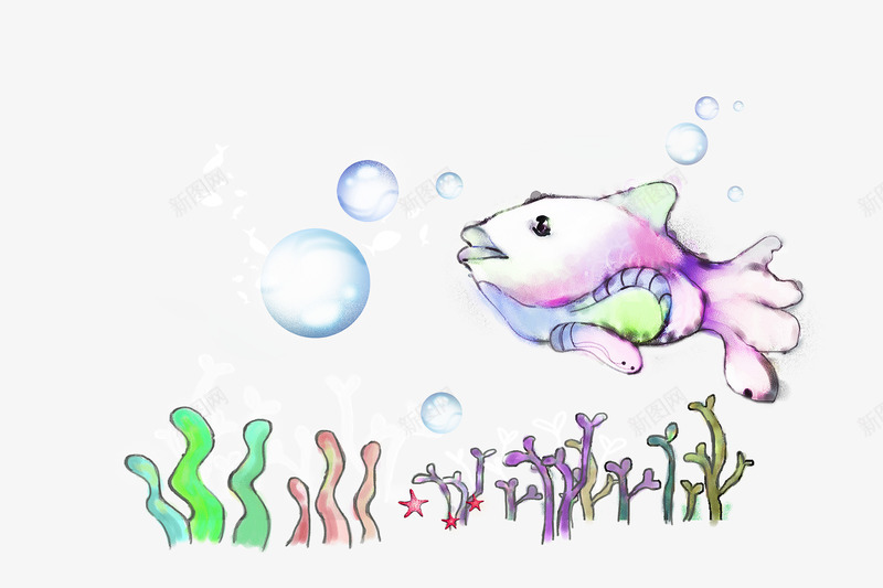 海底鲤鱼png免抠素材_新图网 https://ixintu.com 卡通 海底 设计 透明