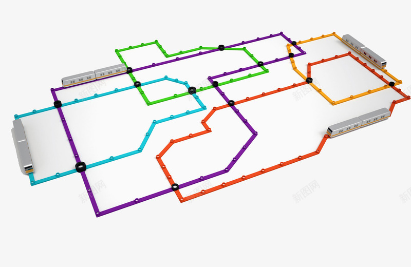 地铁线路图png免抠素材_新图网 https://ixintu.com 交通 分割 列车 地铁 地铁线路图 彩色 手绘 节点 设计